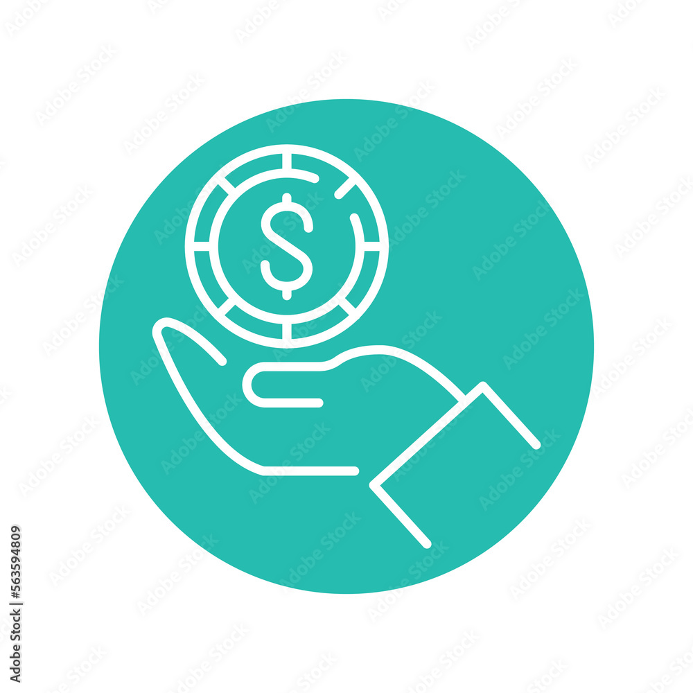 Hand and dollar line icon. Business crowdfunding and Finance Hand and dollar line icon. Business crowdfunding and Finance