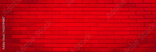 Panorama view dark red brick wall background. 
