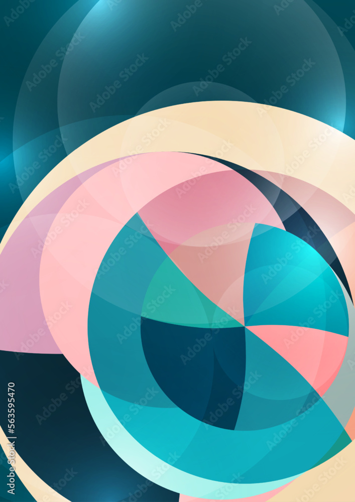 Obraz premium Colorful abstract circles, parts of a circle. Overlay circles. Fashion cover for poster, cover, banner, flyer, brochure. Vector