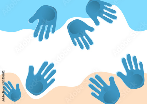 Abstract background, prints of children's palms. Vector