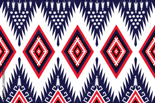 red and white chevron pattern Ethnic Geometric oriental traditional with triangles and elements seamless pattern. designed for background, wallpaper, clothing, wrapping, fabric, Batik, decorating 