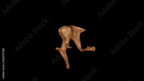 Anterior View of Right Ear Ossicles,3D rendering
