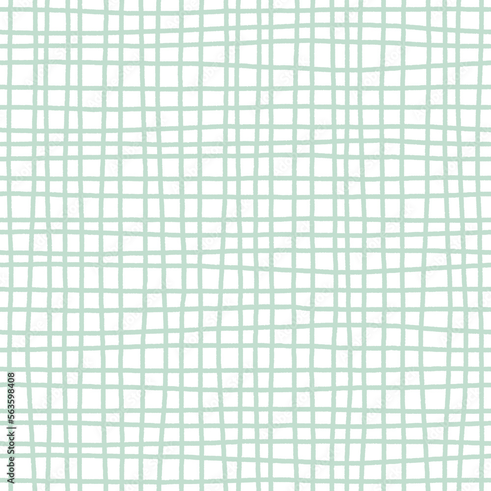 Turquoise burlap mesh on white seamless pattern. Stylized canvas texture. Hand drawn uneven graph paper. For textile, wrapping paper, wallpaper, stationery and packaging design