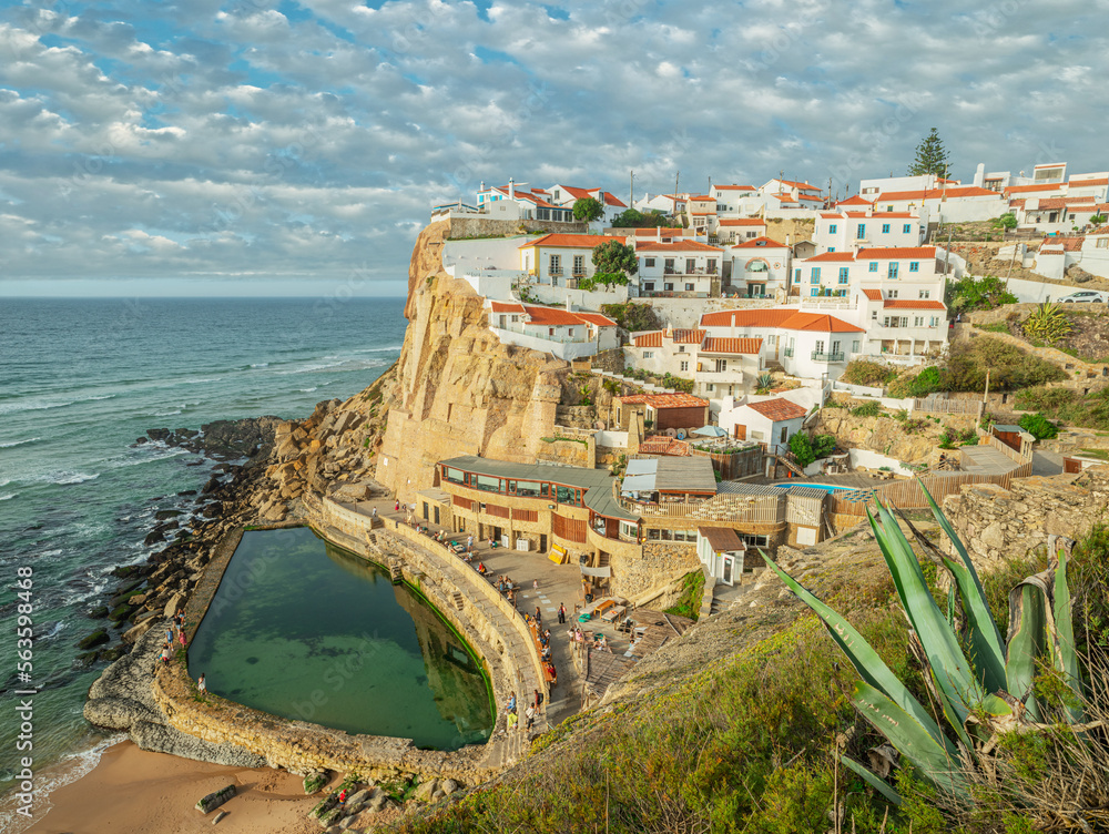 Marvelous view on Azenhas do Mar, small town  at Atlantic ocean coast.Municipality of Sintra, Portugal.