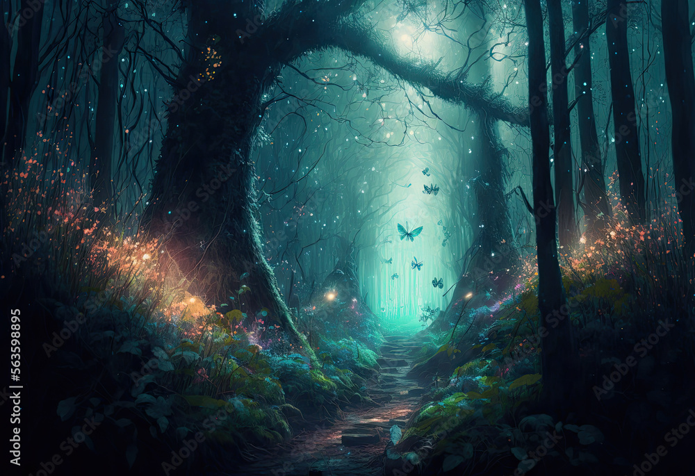 mystical forest as a dream created with Generative AI technology mystical forest as a dream created with Generative AI technology