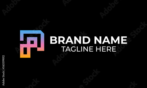 Modern creative p letter logo design identity vector shape using grid line idea with infinity concept