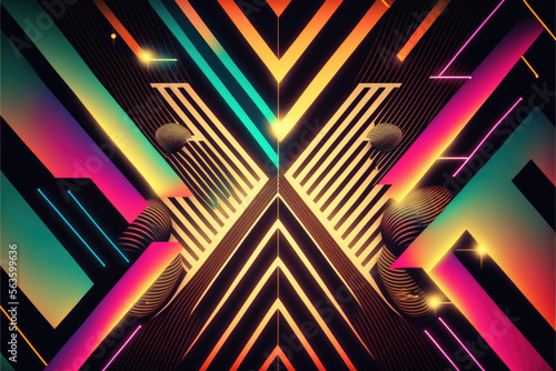 Abstract background with neon lights, generative ai