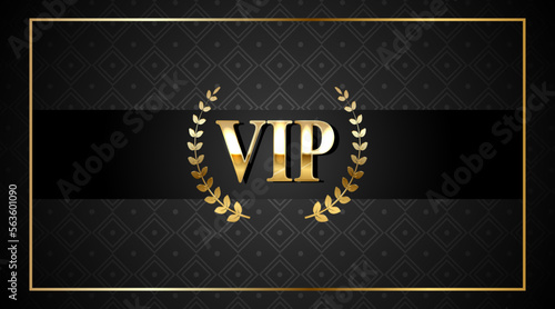 luxury gold and black premium vip card for club members only, golden shield with ribbon, anniversary golden label