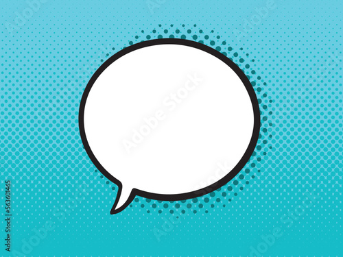 Hand drawn speech bubble on a retro dotted background. Vector illustration