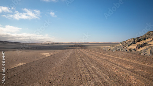 Gravel road in Skeleton Coast Park, Namibia. 