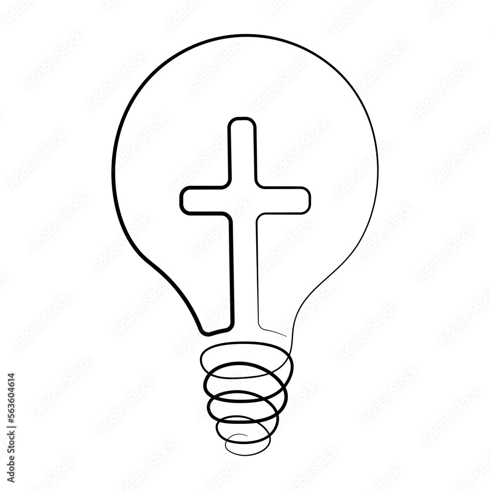 Christian Cross and light bulb in linear Christian Cross and light bulb in linear