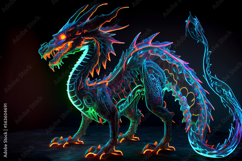 Naklejka premium Fantasy dragon, ai illustration