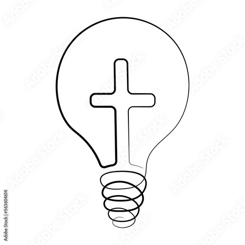 Christian Cross and light bulb in linear