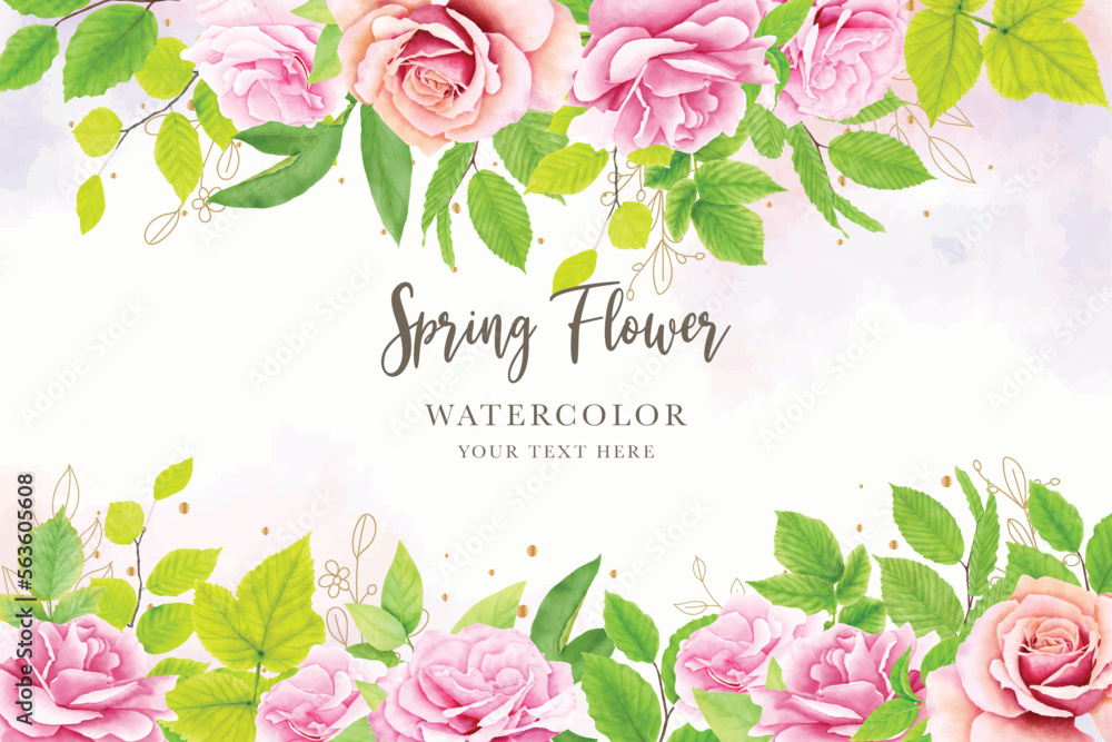 elegant watercolor floral and leaves background and border frame design ...