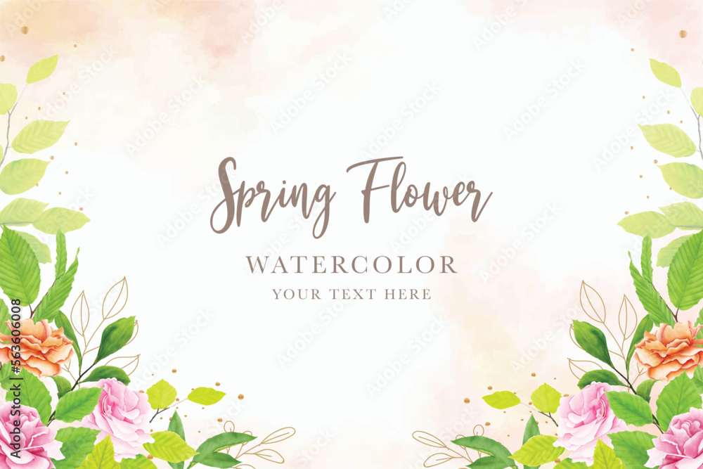 elegant watercolor floral and leaves background and border frame design ...
