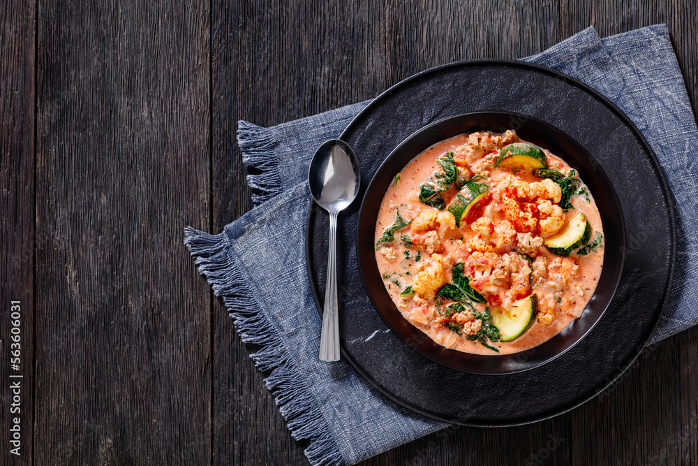 Creamy Tomato Soup with ground Chicken and veggies Creamy Tomato Soup with ground Chicken and veggies