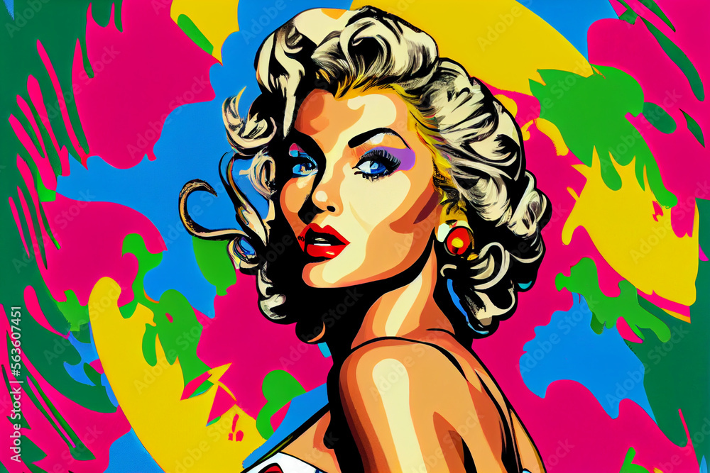 Sexy Pin-up Frau mit Lockenwickler. Bunter Hintergrund in Pop-Art Retro-Comic-Stil - Generative Ai
Sexy Pin-up Frau mit Lockenwickler. Bunter Hintergrund in Pop-Art Retro-Comic-Stil - Generative Ai