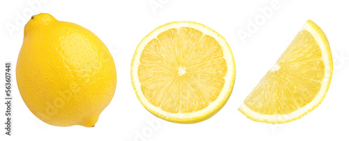 ripe lemon fruit, half and slice lemon isolated, Fresh and Juicy Lemon, transparent png, collection, cut out