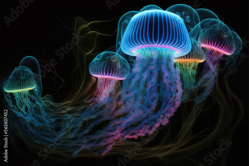 Neon jellyfish, generative ai  © Jasmina