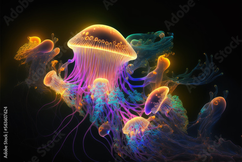 Neon jellyfish, generative ai 