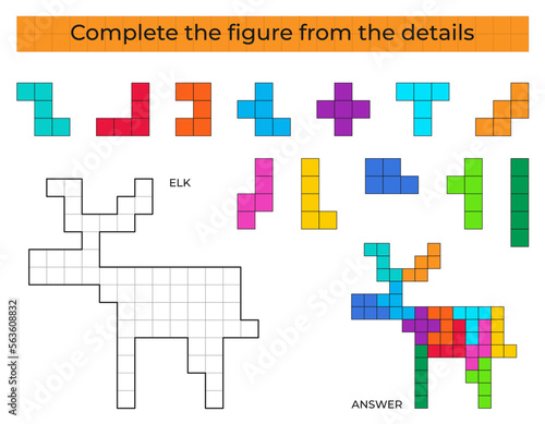 Quadro su tela Complete the figure. Puzzle game with Elk.