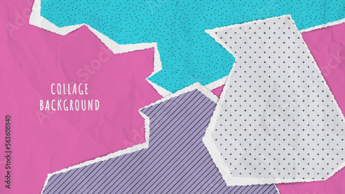 Abstract collage background with torn paper