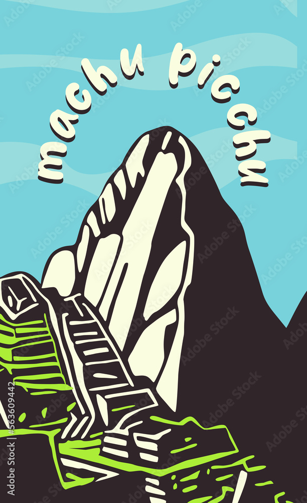 Machu Picchu Poster Style Illustration