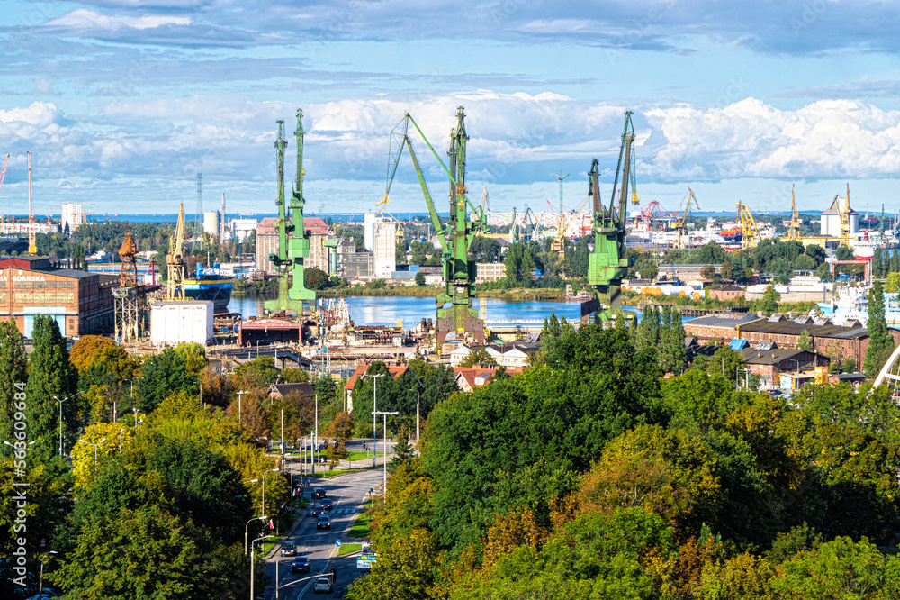 Industrial urban cityscape in Gdansk	