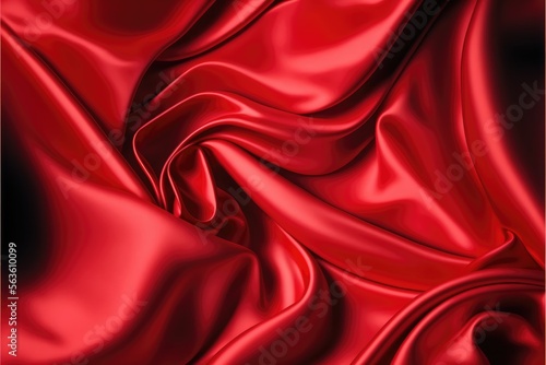 Red silk wallpaper. A lot of crumpled folds. Romantic background. Generatie AI