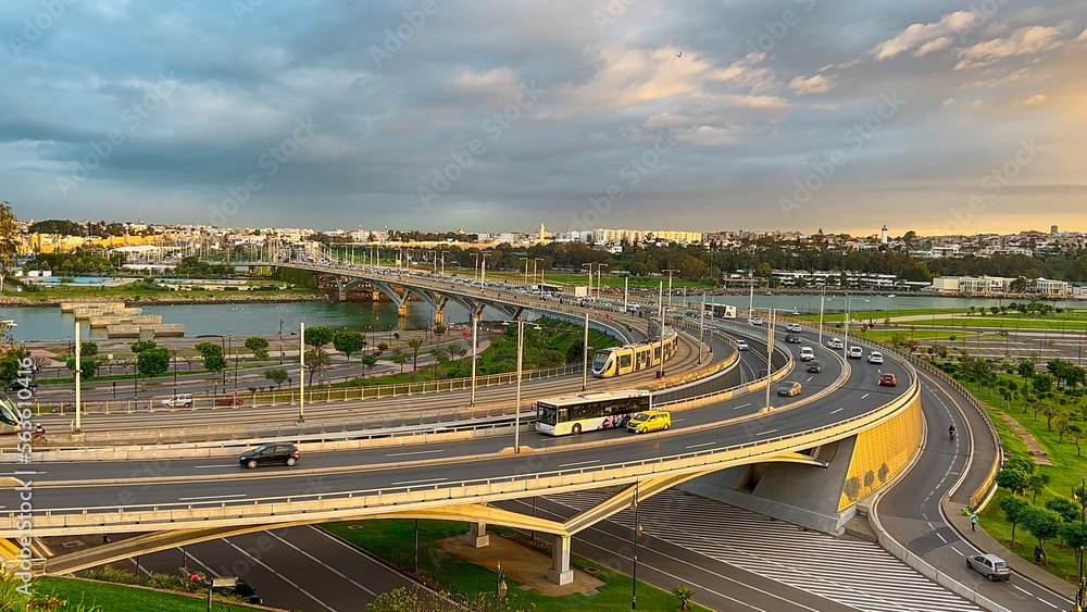 Traffic on Hassan II bridge in Rabat, Morocco Traffic on Hassan II bridge in Rabat, Morocco