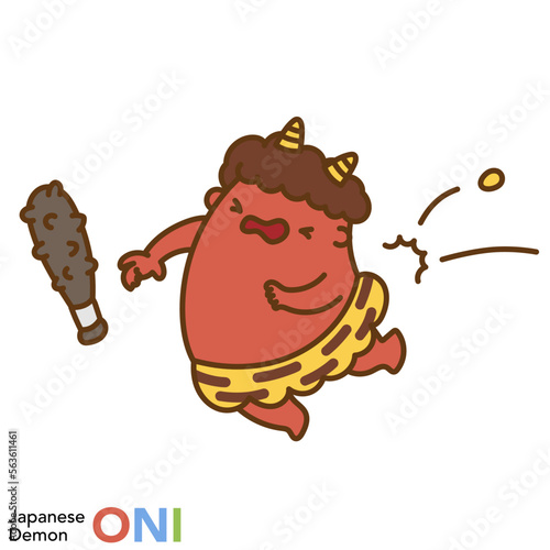 日本の鬼のキャラクターシリーズ「豆を当てられる鬼」