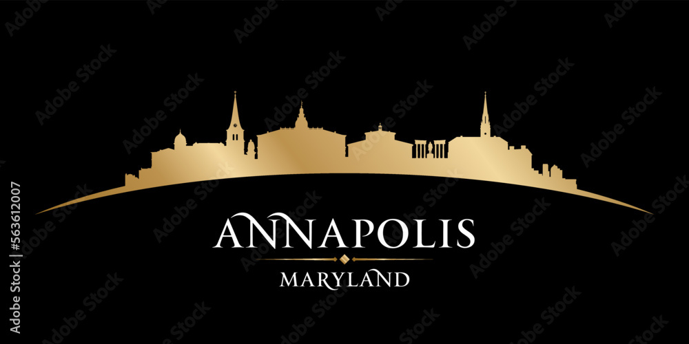 Annapolis Maryland city silhouette black background