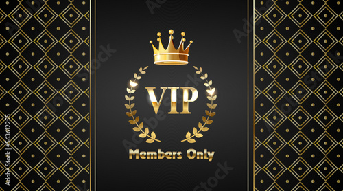 vip members only business card for casino, greating black and gold card, vip invitation with crown