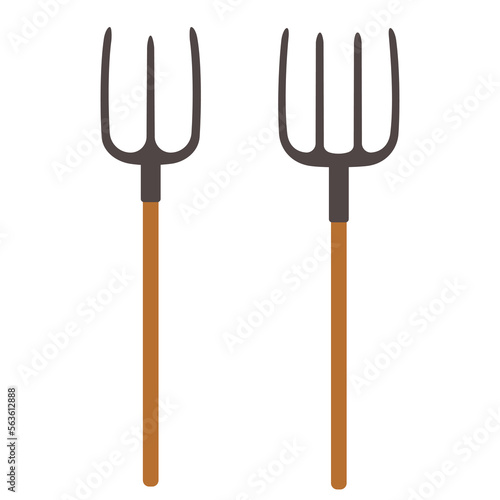 Two pitchforks isolated illustration