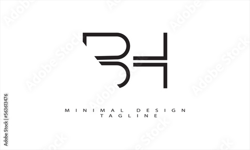 BH or HB Minimal Logo Design Vector Art Illustration