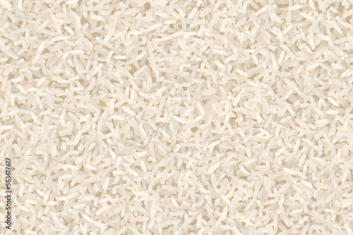 Uncooked basmati or jasmine rice seamless pattern. Vector background of raw ingredient of traditional indian, japanese, thai, or chinese food. Organic nutrition