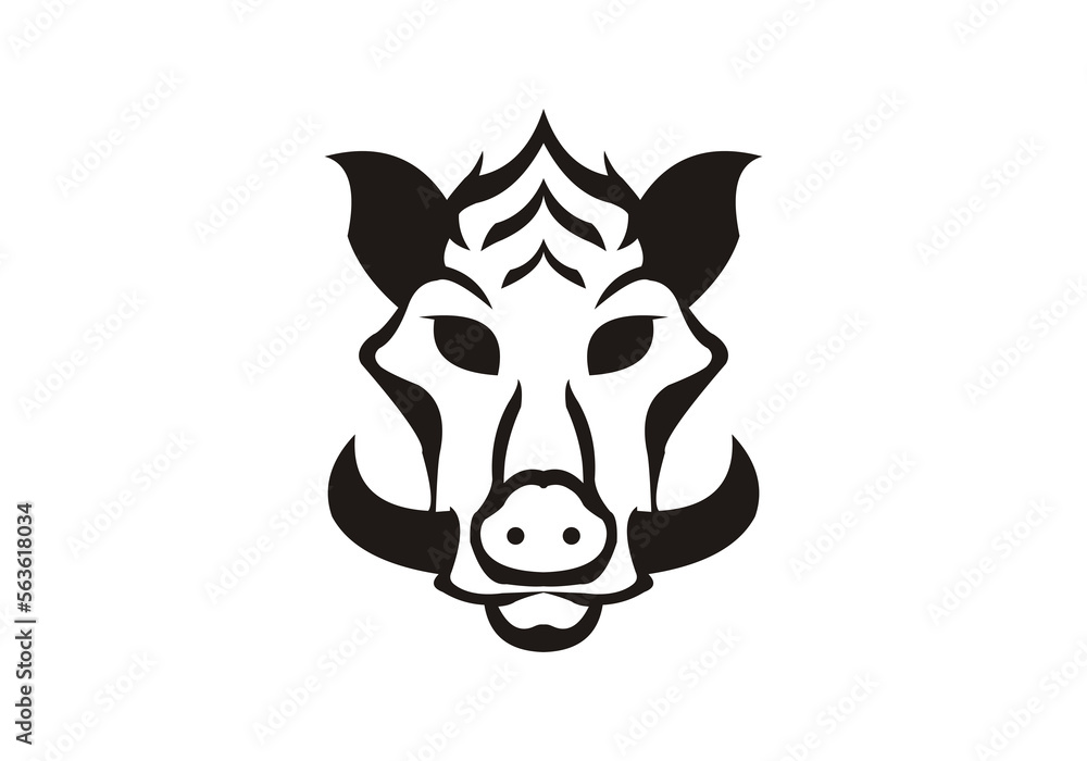 Abstract pig head icon logo template design isolated white background Abstract pig head icon logo template design isolated white background