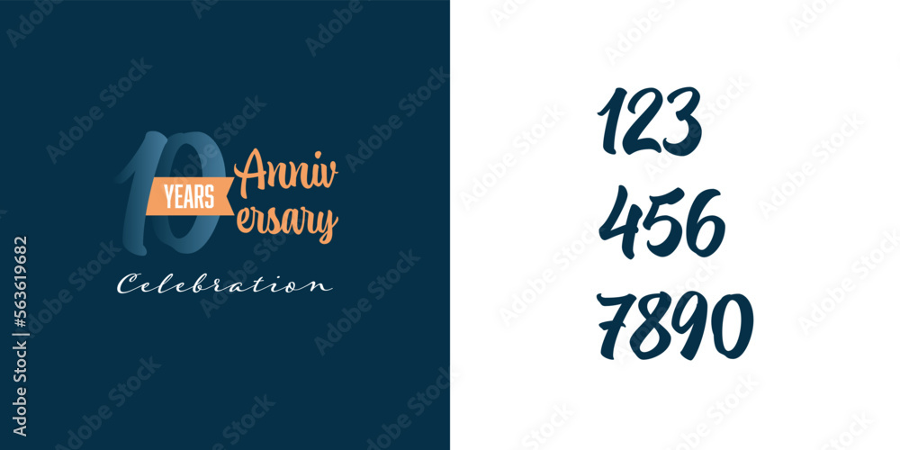 Set 10 years anniversary label illustration template design Set 10 years anniversary label illustration template design