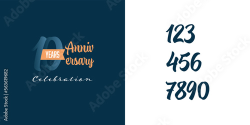 Set  10 years anniversary label illustration template design