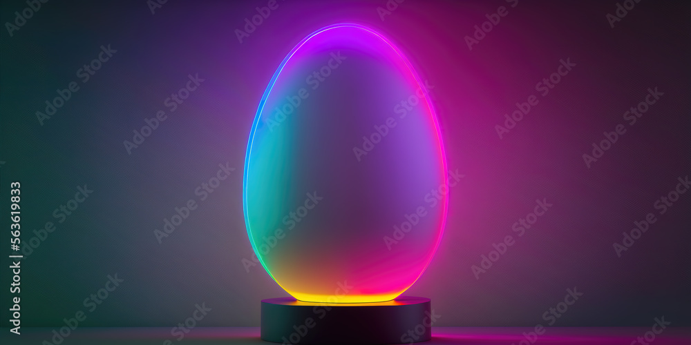 Futuristic easter egg made of neon light, vibrant magenta, pink, and blue colours. Easter concept. Futuristic easter egg made of neon light, vibrant magenta, pink, and blue colours. Easter concept.