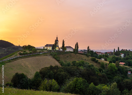 View of Kitzeck in Austria during sunset