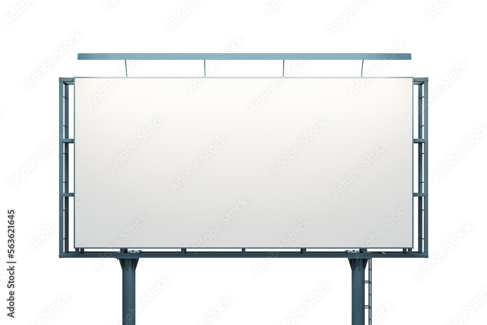 Blank white horizontal billboard isolated on light background, front view. Mockup, 3D Rendering Blank white horizontal billboard isolated on light background, front view. Mockup, 3D Rendering