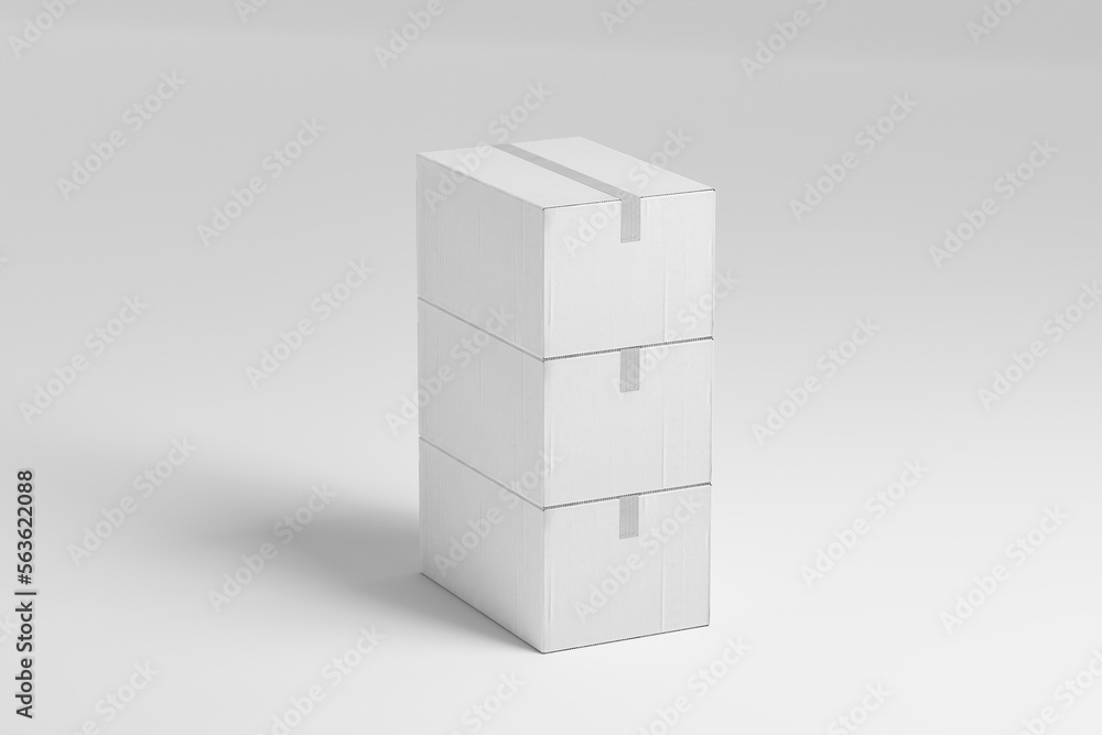 Obraz premium Mock up Carton box on white background 3d render
