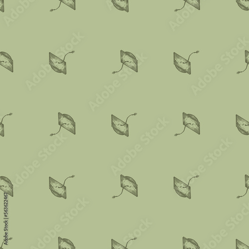 Graduate hat engraved seamless pattern. Vintage element education in hand drawn style. Sketch texture for fabric, wallpaper, textile, print, title, wrapping paper. Vector illustration.