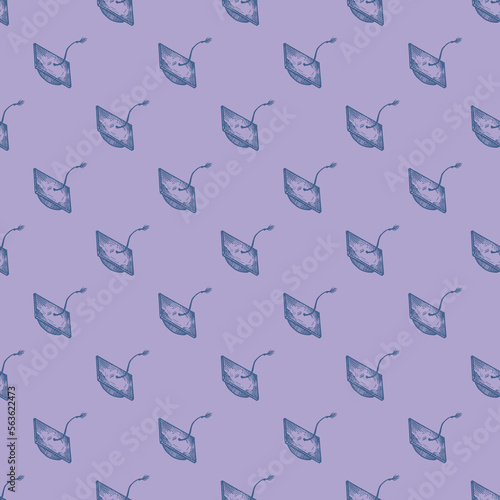 Graduate hat engraved seamless pattern. Vintage element education in hand drawn style. Sketch texture for fabric, wallpaper, textile, print, title, wrapping paper. Vector illustration.