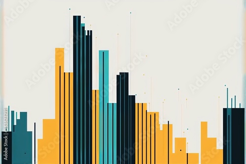 Digital illustration of bar graph on white background. Generative AI
