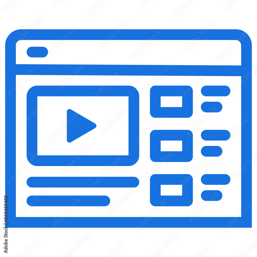 Video web page thin line icon. Web page with video player. Promotion, advertising in video. Video web page thin line icon. Web page with video player. Promotion, advertising in video.