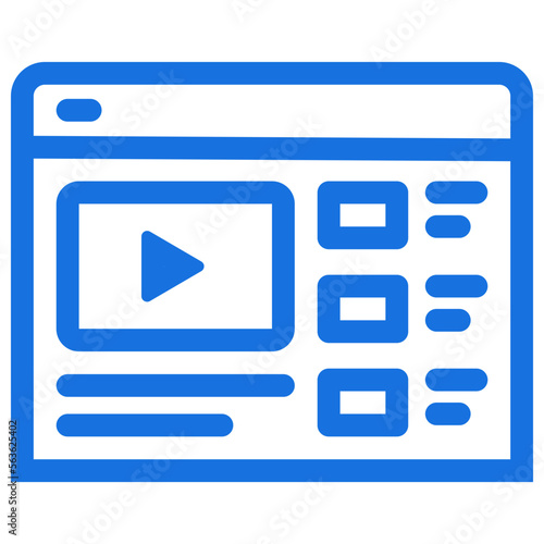 Video web page thin line icon. Web page with video player. Promotion, advertising in video. (ID: 563625402)