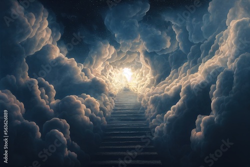 Slika na platnu entrée au paradis,  passage céleste dans les nuages, illustration numérique