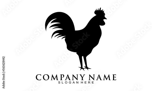 Black rooster illustration vector logo